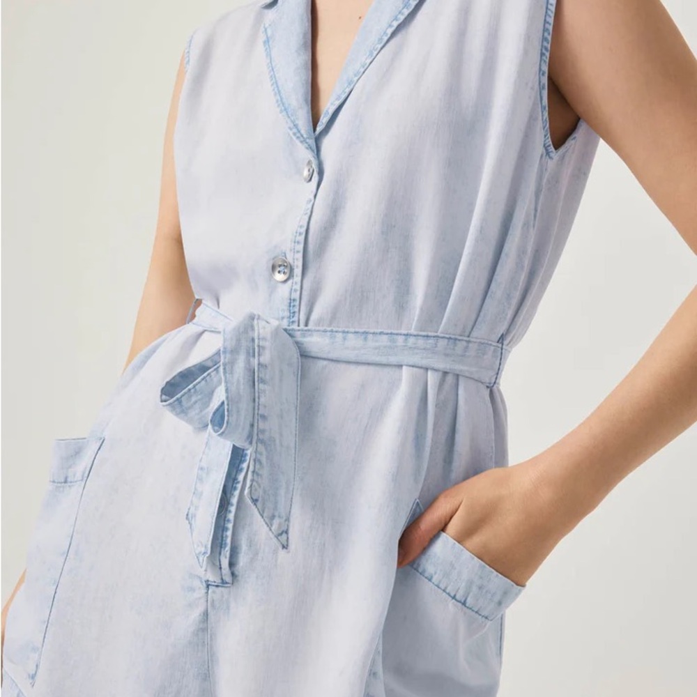 Splendid Light Blue Sleeveless Romper - Picture 5 of 9